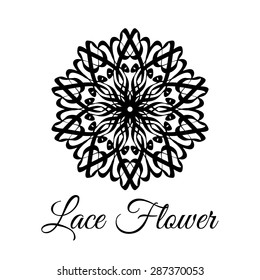Lace classic calligraphy copperplate circle flower logo, pattern