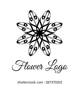 Lace classic calligraphy copperplate circle flower logo, pattern