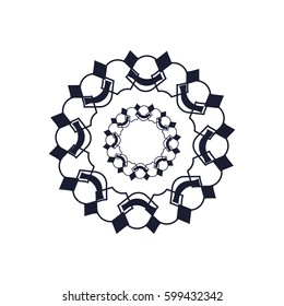 Lace classic calligraphy copperplate circle logo, pattern