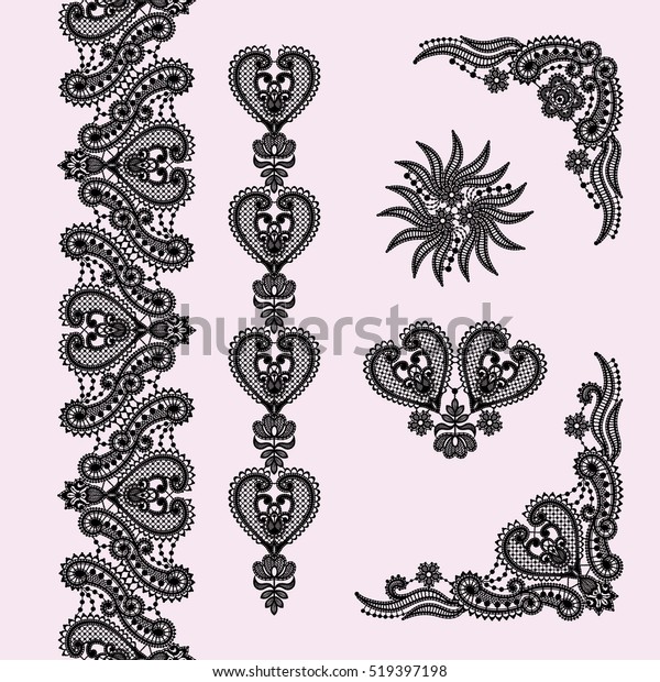 Lace Clip Art Seamless Pattern Stock Vector (Royalty Free) 519397198