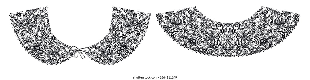 lace collar print for a girly t shirt around the neck on the front and back vector illustration