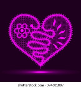 Lace color heart. On Valentine's Day