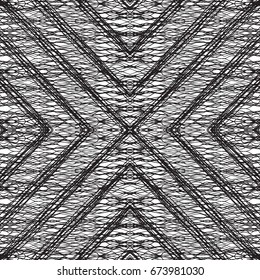 Lace contrasting symmetrical pattern for the fabric up to the light of the drawn lines. Seamless vector pattern