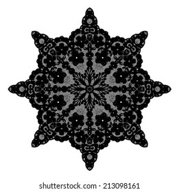 Lace craft / hand made  round ornament, wedding decor, design element, floral motif, vector illustration