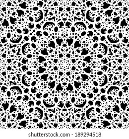 Lace craft / hand made seamless background, wedding decor, round ornament, design element, vector illustration