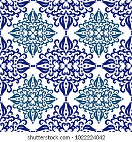 Lace, curls of lines. Seamless pattern for fabrics and wallpaper. Colorful on a white background. Vector illustration.