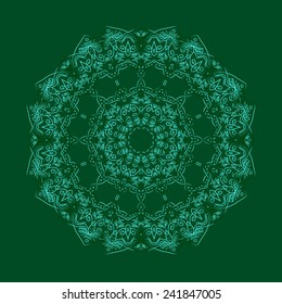 Lace decor. Beautiful guipure cloth on a green background. Cute decor for a card, Invitation, holiday or any other design use