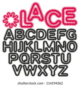 Lace decorative alphabet, letters.