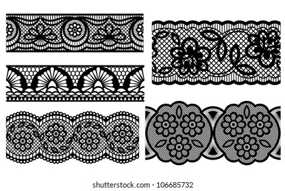 Lace. Decorative seamless patterns. Vector illustration.