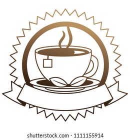 lace of delicious herbs tea cup with ribbon isolated icon