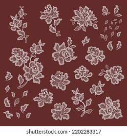 Lace design elements clip arts