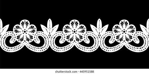Lace / Doily border, hand made cutout, wedding decor, design element, vector illustration