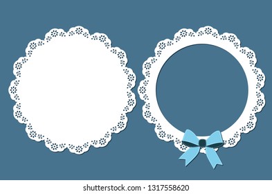 Lace Doily and Frame Design, Decorative Invitation Card and Place Mat, Paper Cut Out Design