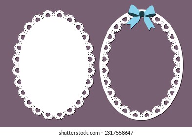 Lace Doily and Frame Design, Decorative Invitation Card and Place Mat, Paper Cut Out Design