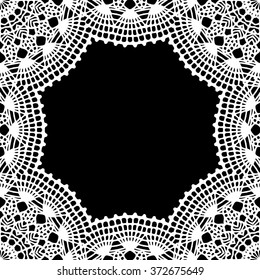 Lace / Doily frame hand made cutout, wedding decor, design element, vector illustration