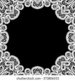 Lace / Doily frame hand made cutout, wedding decor, design element, vector illustration
