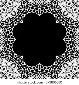 Lace / Doily frame hand made cutout, wedding decor, design element, vector illustration