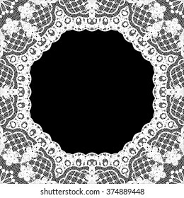 Lace / Doily frame hand made cutout, wedding decor, design element, vector illustration