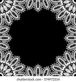 Lace / Doily frame hand made cutout, wedding decor, design element, vector illustration