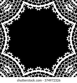 Lace / Doily frame hand made cutout, wedding decor, design element, vector illustration