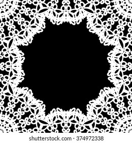 Lace / Doily frame hand made cutout, wedding decor, design element, vector illustration
