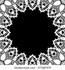Lace / Doily frame hand made cutout, wedding decor, design element, vector illustration