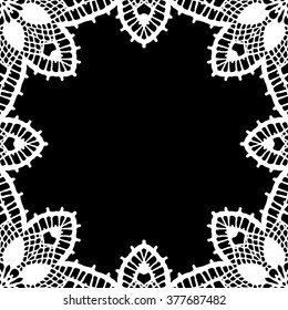 Lace / Doily frame hand made cutout, wedding decor, design element, vector illustration