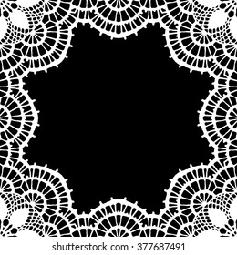 Lace / Doily frame hand made cutout, wedding decor, design element, vector illustration