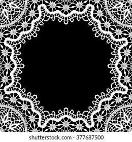 Lace / Doily frame hand made cutout, wedding decor, design element, vector illustration