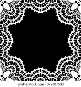 Lace / Doily frame hand made cutout, wedding decor, design element, vector illustration