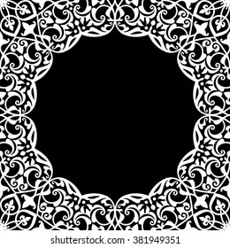 Lace / Doily frame hand made cutout, wedding decor, design element, vector illustration