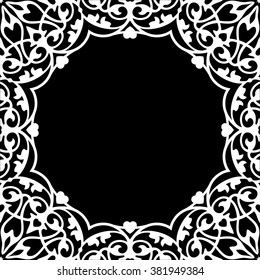 Lace / Doily frame hand made cutout, wedding decor, design element, vector illustration