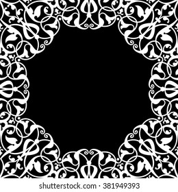 Lace / Doily frame hand made cutout, wedding decor, design element, vector illustration