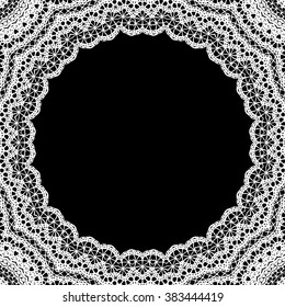 Lace / Doily frame hand made cutout, wedding decor, design element, vector illustration