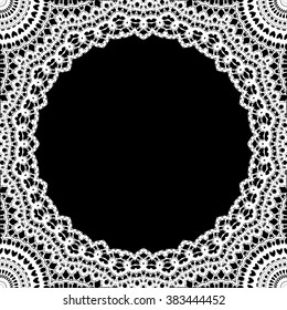 Lace / Doily frame hand made cutout, wedding decor, design element, vector illustration