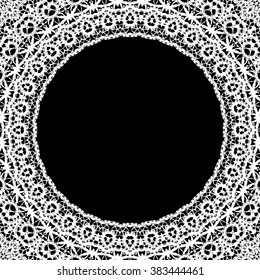 Lace / Doily frame hand made cutout, wedding decor, design element, vector illustration