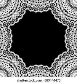 Lace / Doily frame hand made cutout, wedding decor, design element, vector illustration