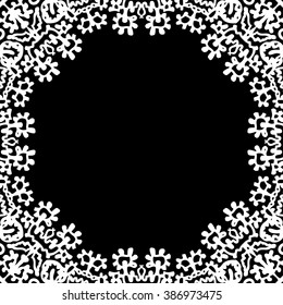 Lace / Doily frame hand made cutout, wedding decor, design element, vector illustration