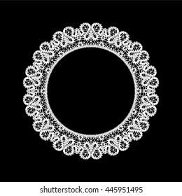 Lace / Doily frame, hand made cutout, wedding decor, design element, vector illustration