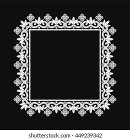 Lace / Doily frame, hand made cutout, wedding decor, design element, vector illustration