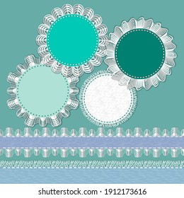 Lace Doily Place Mats And Border Brushes Set.Antique Vintage Design Pattern With Oval Copy Space,for Setting Table,cake Decorating,holidays,crafts,scrapbooks,baby Albums.Vector Illustration.