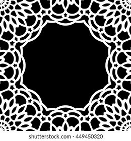 Lace / Doily round frame, hand made cutout, wedding decor, plotter design element, vector illustration
