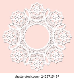 Lace doily, round frame papercut, laser cut template.