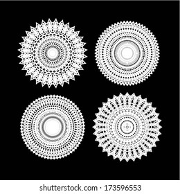 Lace / Doily - set of 4 design elements, wedding pattern, embroidery elements, vector illustration