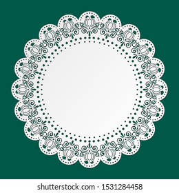 Lace Doily with spiders and pumpkins. Halloween. Place Mat, Paper Cutout, Laser Cutting Design.