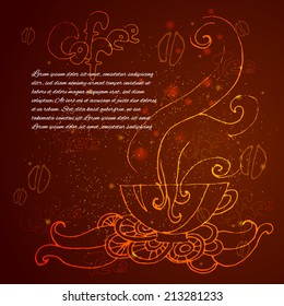 Lace doodle coffee cup background