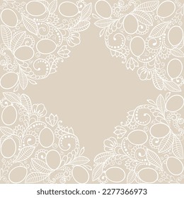 Lace doodle corners card with eggs with copy space