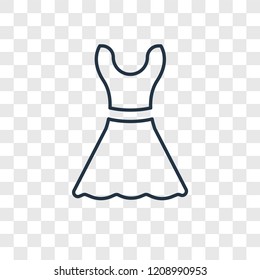 Lace dress with belt concept vector linear icon isolated on transparent background, Lace dress with belt concept transparency concept in outline style