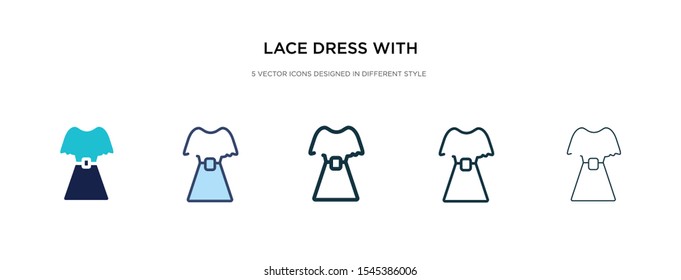 lace dress with belt icon in different style vector illustration. two colored and black lace dress with belt vector icons designed in filled, outline, line and stroke style can be used for web,