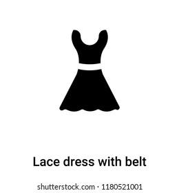 Lace dress with belt icon  vector isolated on white background, logo concept of Lace dress with belt  sign on transparent background, filled black symbol